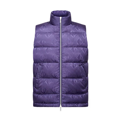 DIOR SS23 Ski Exclusive Purple Down Vest with Zip and Stand Collar. 033C410C5711-C479