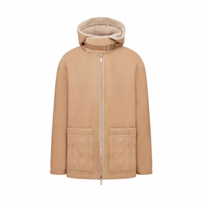 DIOR SS23 Solid Color Brown Zip-Up Hooded Jacket 313L307A0666-C125