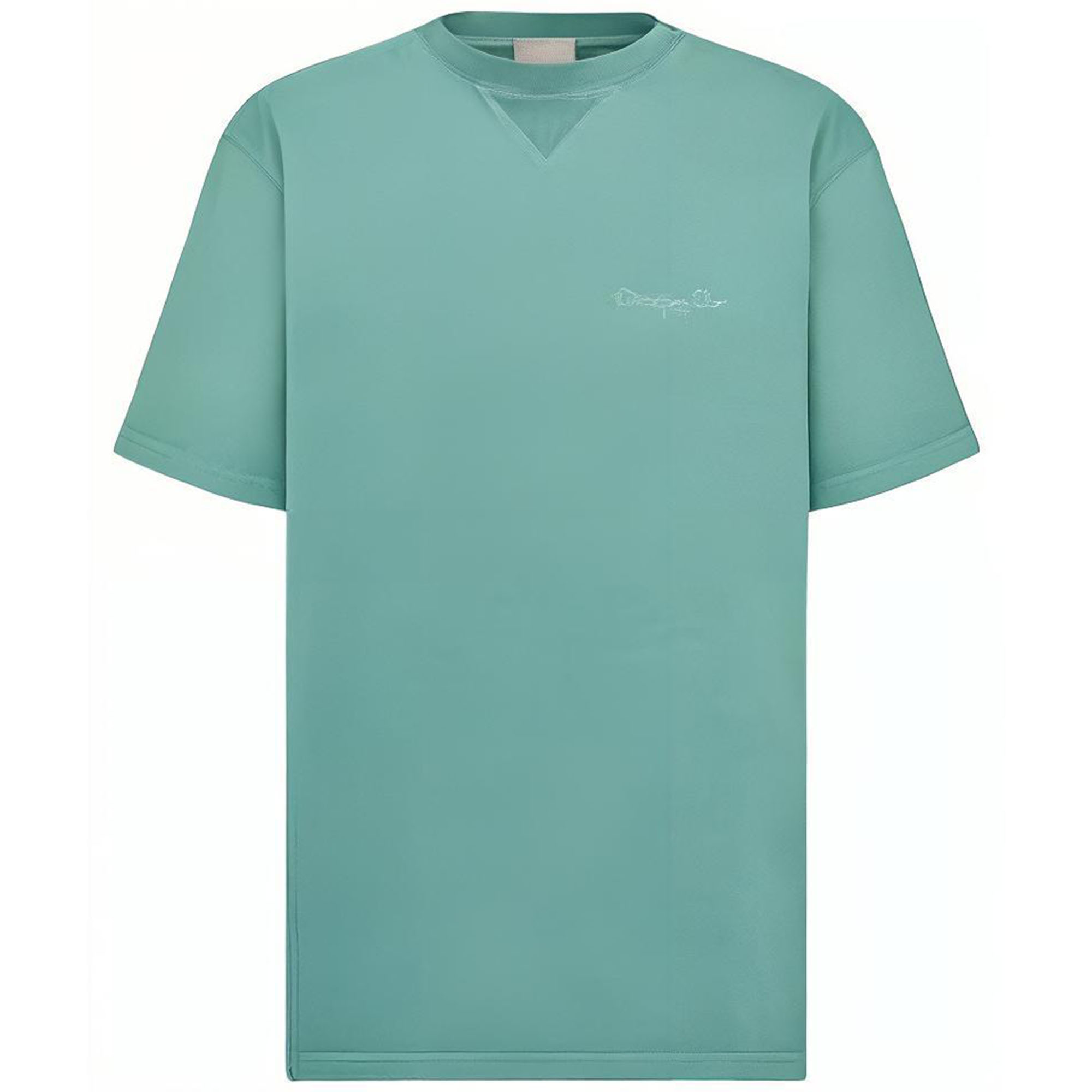 DIOR SS23 Solid Logo Cotton Jersey Short Sleeve T-Shirt Men’s Sea Green 313J696C0554-C630