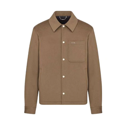 DIOR SS23 Solid Single-Breasted Collared Jacket Brown 313C410A5040-C700