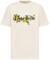 DIOR SS23 Tears Floral Letter Embroidery Crewneck White T-Shirt 393J696I0849-C089 DIOR SS23 Tears Floral Letter Embroidery Crewneck White T-Shirt 393J696I0849-C089