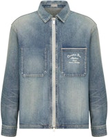DIOR SS23 Washed Logo Embroidered Full-Zip Denim Jacket Blue 313D487AY988-C580 DIOR SS23 Washed Logo Embroidered Full-Zip Denim Jacket Blue 313D487AY988-C580