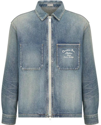 迪奥 SS23 logo刺绣水洗蓝色全拉链丹宁夹克 313D487AY988-C580 Buy 迪奥 SS23 logo刺绣水洗蓝色全拉链丹宁夹克 313D487AY988-C580