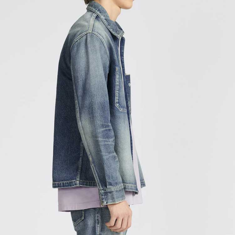 Sizing 迪奥 SS23 logo刺绣水洗蓝色全拉链丹宁夹克 313D487AY988-C580