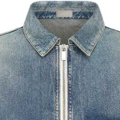迪奥 SS23 logo刺绣水洗蓝色全拉链丹宁夹克 313D487AY988-C580 1