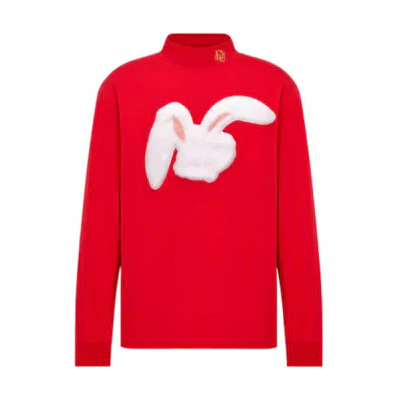 DIOR SS23 Year of the Rabbit Jacquard Stand Collar Pullover Long Sleeve T-Shirt Men 313J645A0554-C381