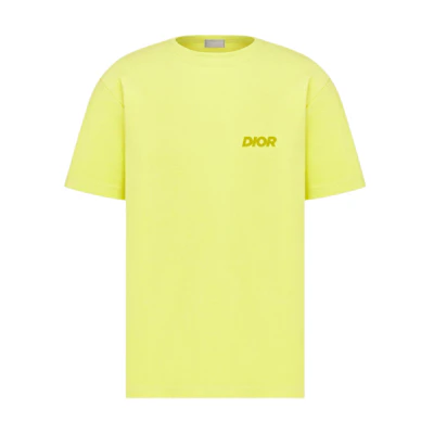DIOR SS23 Yellow Solid Color Logo Print Crewneck Short Sleeve T-Shirt . 393J696G0858-C676