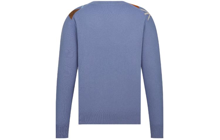 Lookbook DIOR SS24 Sweater Rajutan Argyle V-Neck Biru Lengan Panjang 413M645AT737-C585