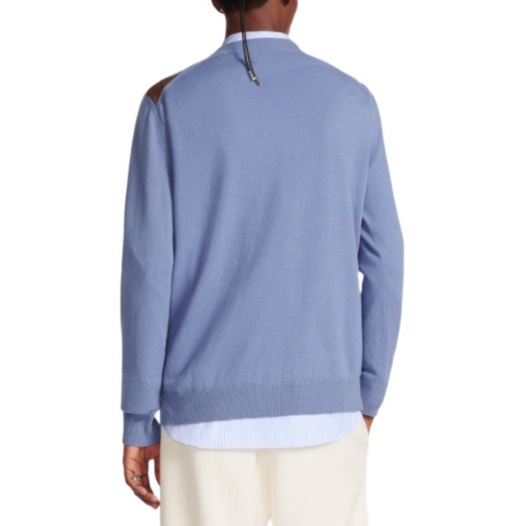 Purchase DIOR SS24 Sweater Rajutan Argyle V-Neck Biru Lengan Panjang 413M645AT737-C585