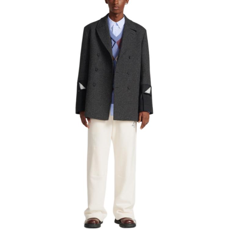 Sizing DIOR SS24 Sweater Rajutan Argyle V-Neck Biru Lengan Panjang 413M645AT737-C585