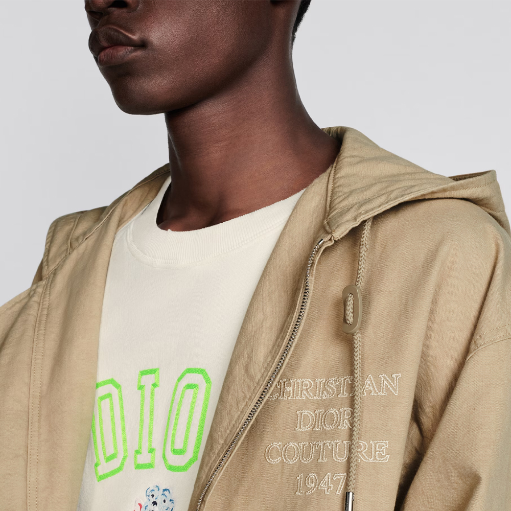 Sizing DIOR SS24  Beige Logo Embroidered Zipper Hoodie Jacket. 383D487BY547-C181