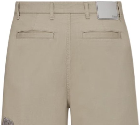 DIOR SS24 Beige Logo Patch Casual Shorts with Side Pocket. 483D193AY545-C180 Cheap DIOR SS24 Beige Logo Patch Casual Shorts with Side Pocket. 483D193AY545-C180
