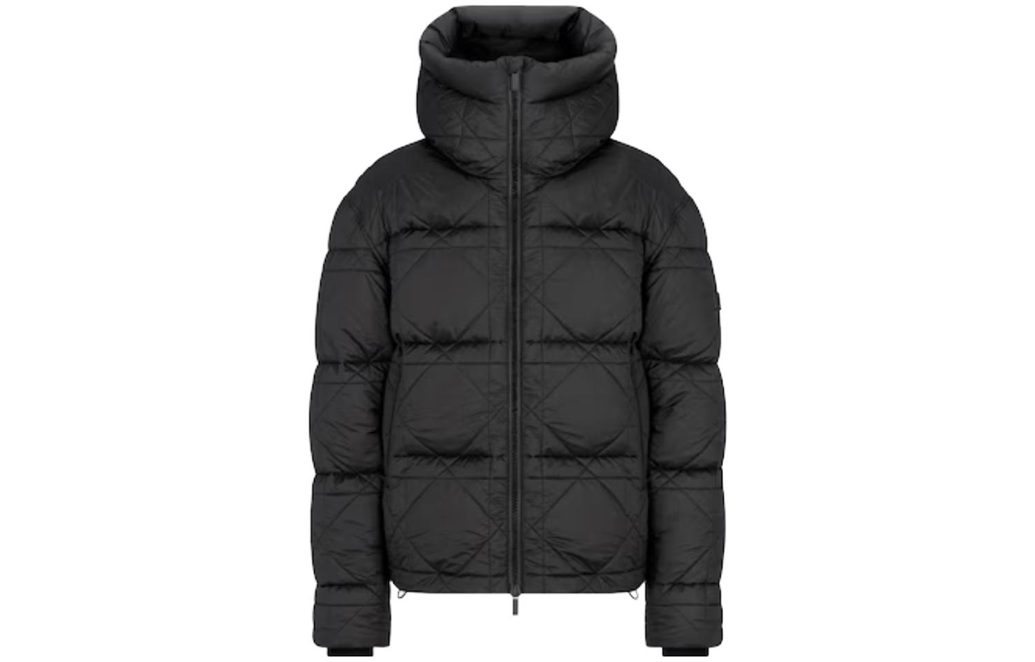 DIOR SS24  Black Puffer Jacket with Logo Patch and Hood. 413C403A5767-C989