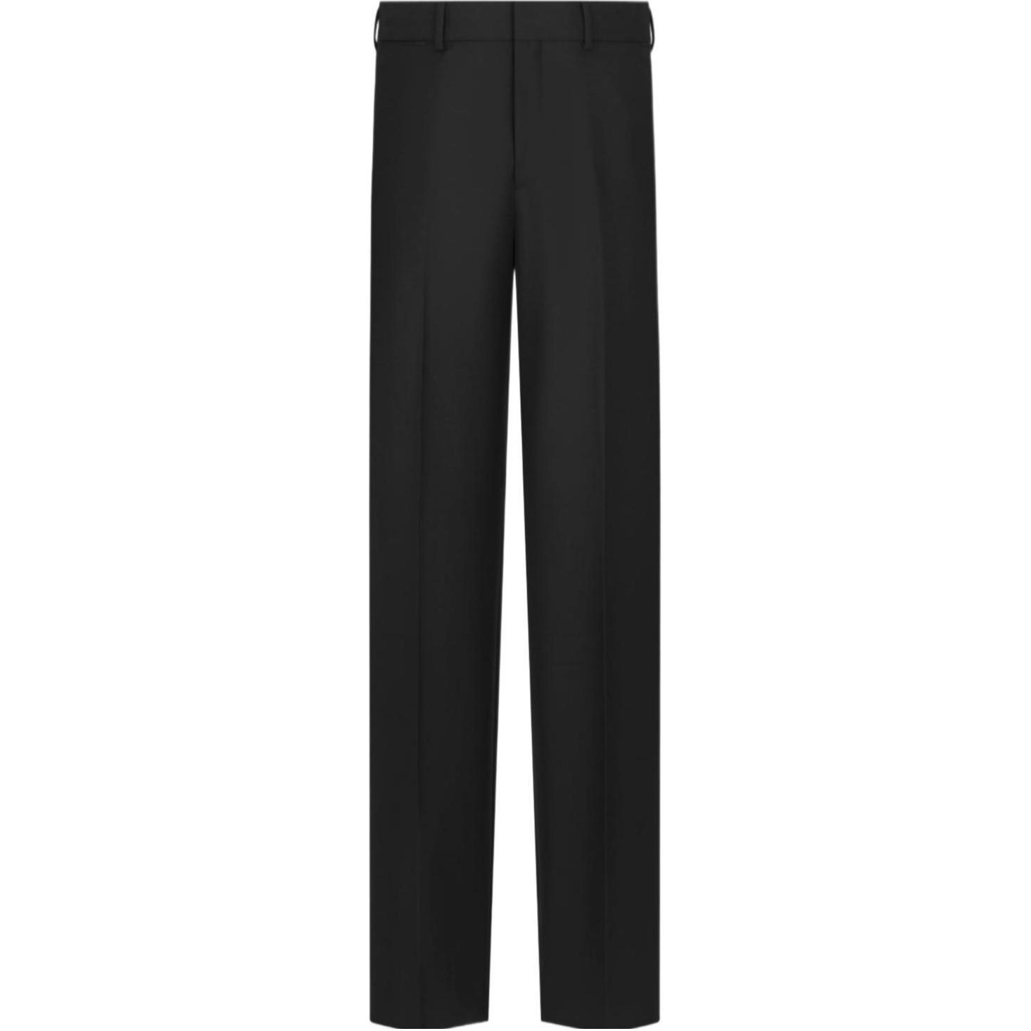 DIOR SS24  Black Solid Pleated Straight-Leg Suit Pants 413C103A6006-C900