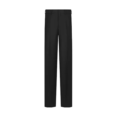 DIOR SS24 Black Solid Pleated Straight-Leg Suit Pants 413C103A6006-C900