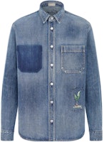 DIOR SS24 Blue Denim Jacket with Lily Embroidery and Button-Down Collar. 493D587AY552-C588 DIOR SS24 Blue Denim Jacket with Lily Embroidery and Button-Down Collar. 493D587AY552-C588