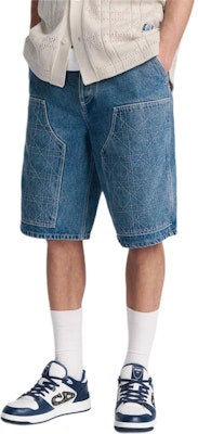 DIOR SS24 藍色丹寧短褲,經典Cannage圖案與按鈕細節設計。 493D190A383X-C585 Purchase DIOR SS24 藍色丹寧短褲,經典Cannage圖案與按鈕細節設計。 493D190A383X-C585