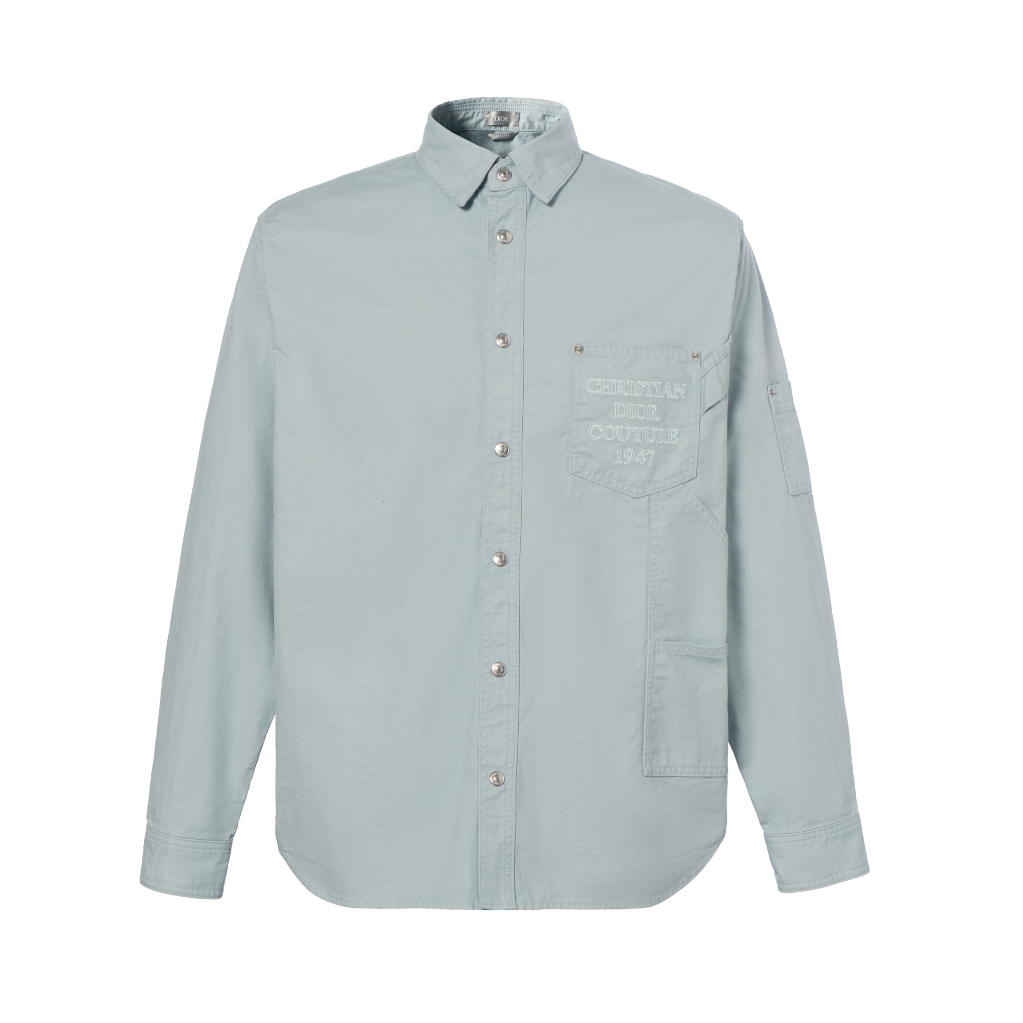 DIOR SS24  Blue Embroidered Letter Pattern Long Sleeve Shirt. 483D587AY547-C888