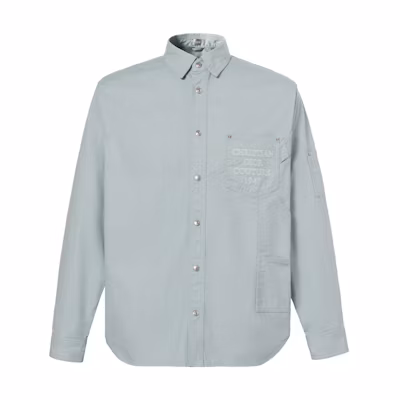 DIOR SS24 Blue Embroidered Letter Pattern Long Sleeve Shirt. 483D587AY547-C888
