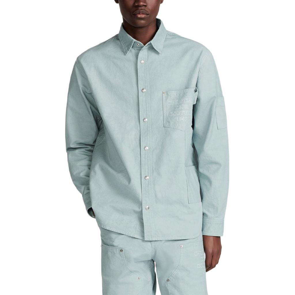 DIOR SS24  Blue Embroidered Letter Pattern Long Sleeve Shirt. 483D587AY547-C888 圖 5