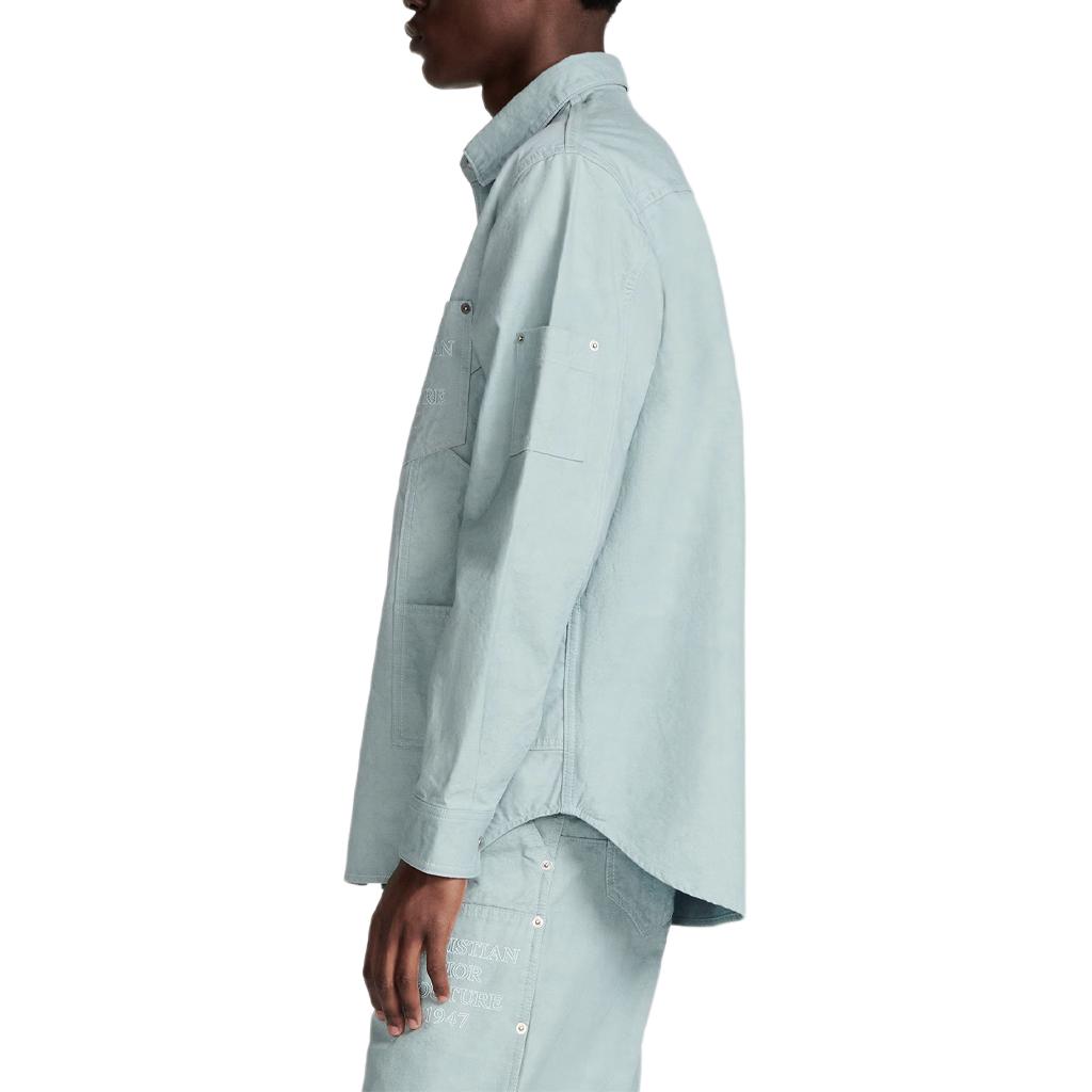 DIOR SS24  Blue Embroidered Letter Pattern Long Sleeve Shirt. 483D587AY547-C888 圖 7