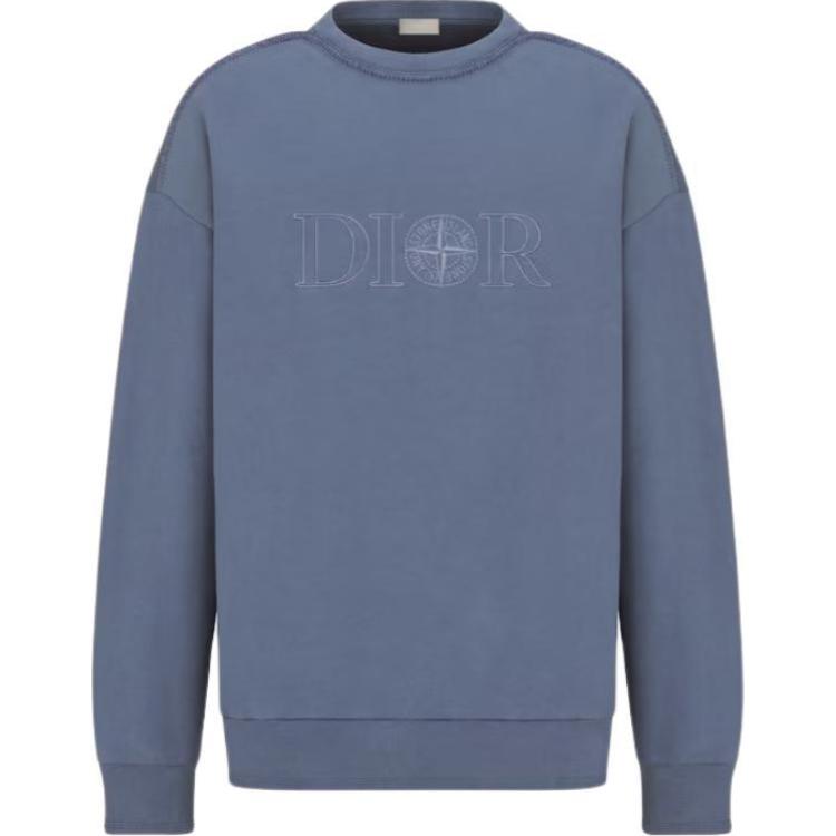 DIOR SS24  Blue Letter Print Crewneck Loose-Fit Sweatshirt. 493J640A0531-C888
