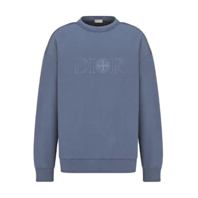 DIOR SS24 Blue Letter Print Crewneck Loose-Fit Sweatshirt. 493J640A0531-C888