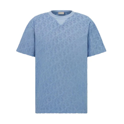 DIOR SS24 Blue Oversized Logo Printed Crewneck T-Shirt. 113J692A0614-C520