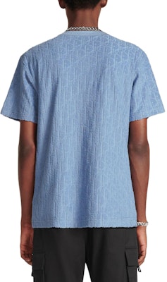 DIOR SS24 Blue Oversized Logo Printed Crewneck T-Shirt. 113J692A0614-C520 Details for DIOR SS24 Blue Oversized Logo Printed Crewneck T-Shirt. 113J692A0614-C520