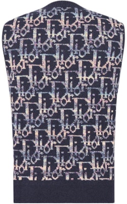 DIOR SS24 Chaleco Azul sin Mangas de Punto Jacquard con Logo. 393M662AT344-C584 Lookbook DIOR SS24 Chaleco Azul sin Mangas de Punto Jacquard con Logo. 393M662AT344-C584