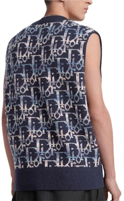 DIOR SS24 Chaleco Azul sin Mangas de Punto Jacquard con Logo. 393M662AT344-C584 Purchase DIOR SS24 Chaleco Azul sin Mangas de Punto Jacquard con Logo. 393M662AT344-C584