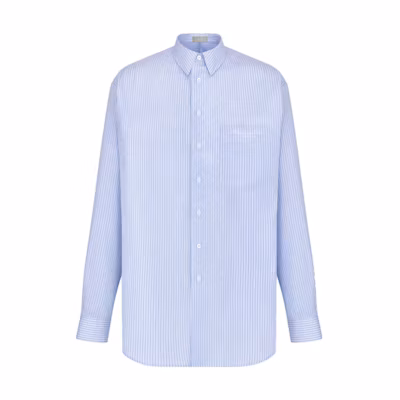 DIOR SS24 Blue Striped Loose-Fit Long-Sleeve Shirt with Pocket 413C516A5978-C075