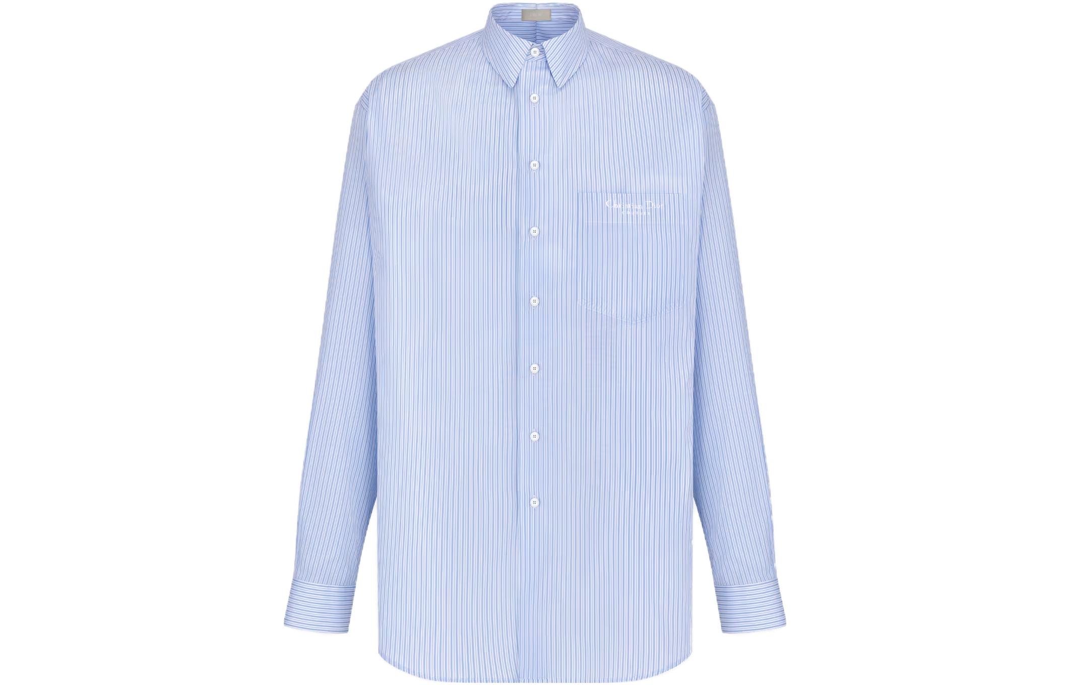 Order DIOR SS24 Camisa Azul de Rayas Holgada de Manga Larga con Bolsillo 413C516A5978-C075