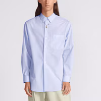 Shop DIOR SS24 藍色條紋寬鬆版口袋長袖襯衫 413C516A5978-C075