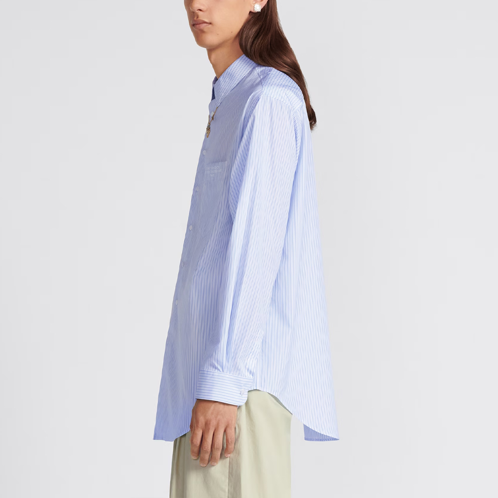 Details for DIOR SS24 Camisa Azul de Rayas Holgada de Manga Larga con Bolsillo 413C516A5978-C075