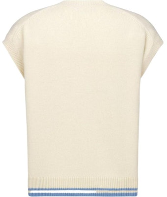 디올 SS24 블루 옐로우 로고 프린트 브이넥 민소매 스웨터. 443M647AT879-C085 Lookbook 디올 SS24 블루 옐로우 로고 프린트 브이넥 민소매 스웨터. 443M647AT879-C085