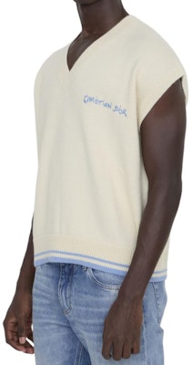 디올 SS24 블루 옐로우 로고 프린트 브이넥 민소매 스웨터. 443M647AT879-C085 Details for 디올 SS24 블루 옐로우 로고 프린트 브이넥 민소매 스웨터. 443M647AT879-C085