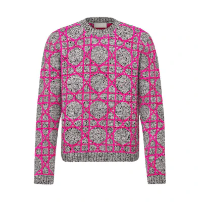 DIOR SS24 Cannage Knit Crewneck Long Sleeve Sweater Multicolor. 483M643AT804-C084