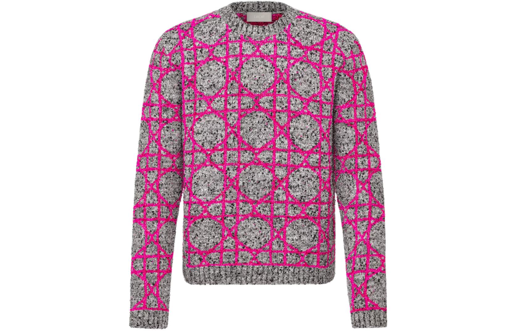 Order DIOR SS24 Cannage Knit Crewneck Lengan Panjang Sweater Multicolor. 483M643AT804-C084