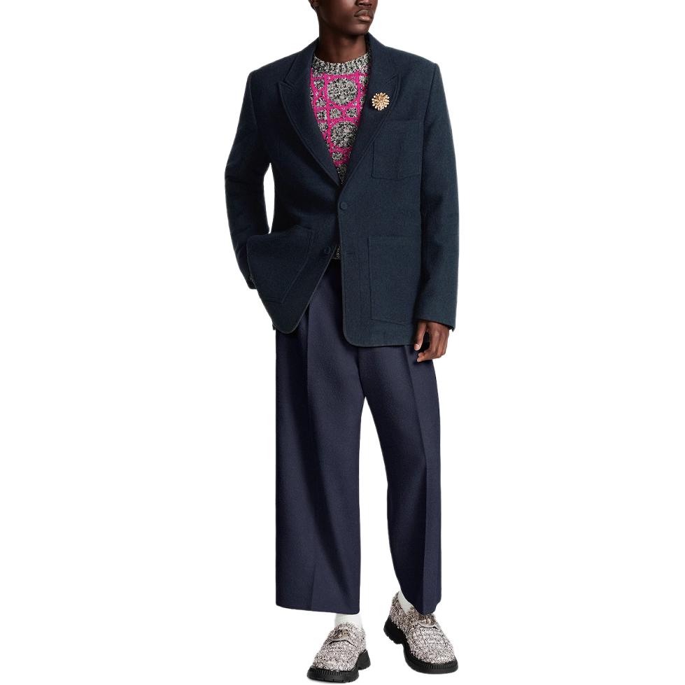 Shop DIOR SS24 Cannage Knit Crewneck Lengan Panjang Sweater Multicolor. 483M643AT804-C084