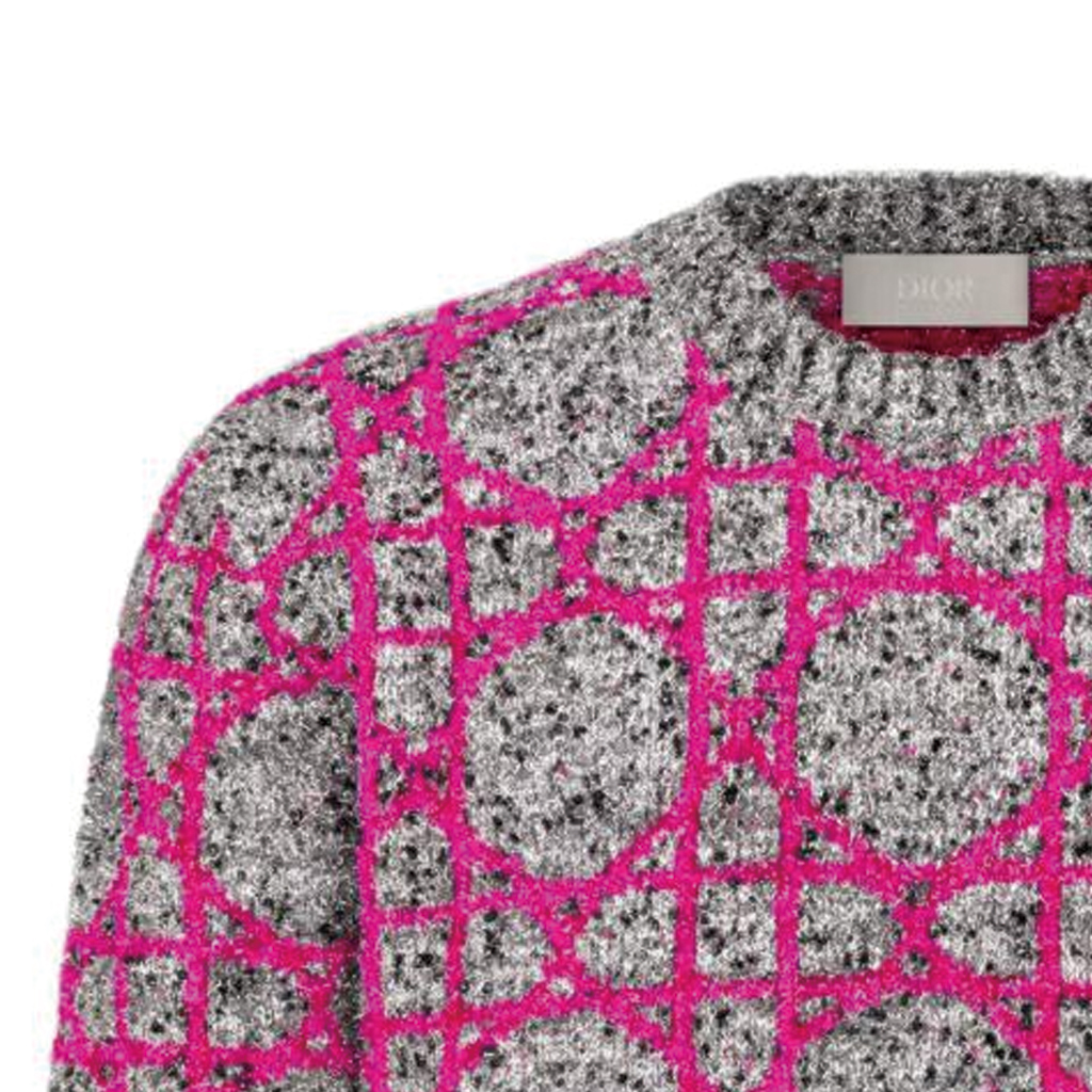 Details for DIOR SS24 Cannage Knit Crewneck Lengan Panjang Sweater Multicolor. 483M643AT804-C084