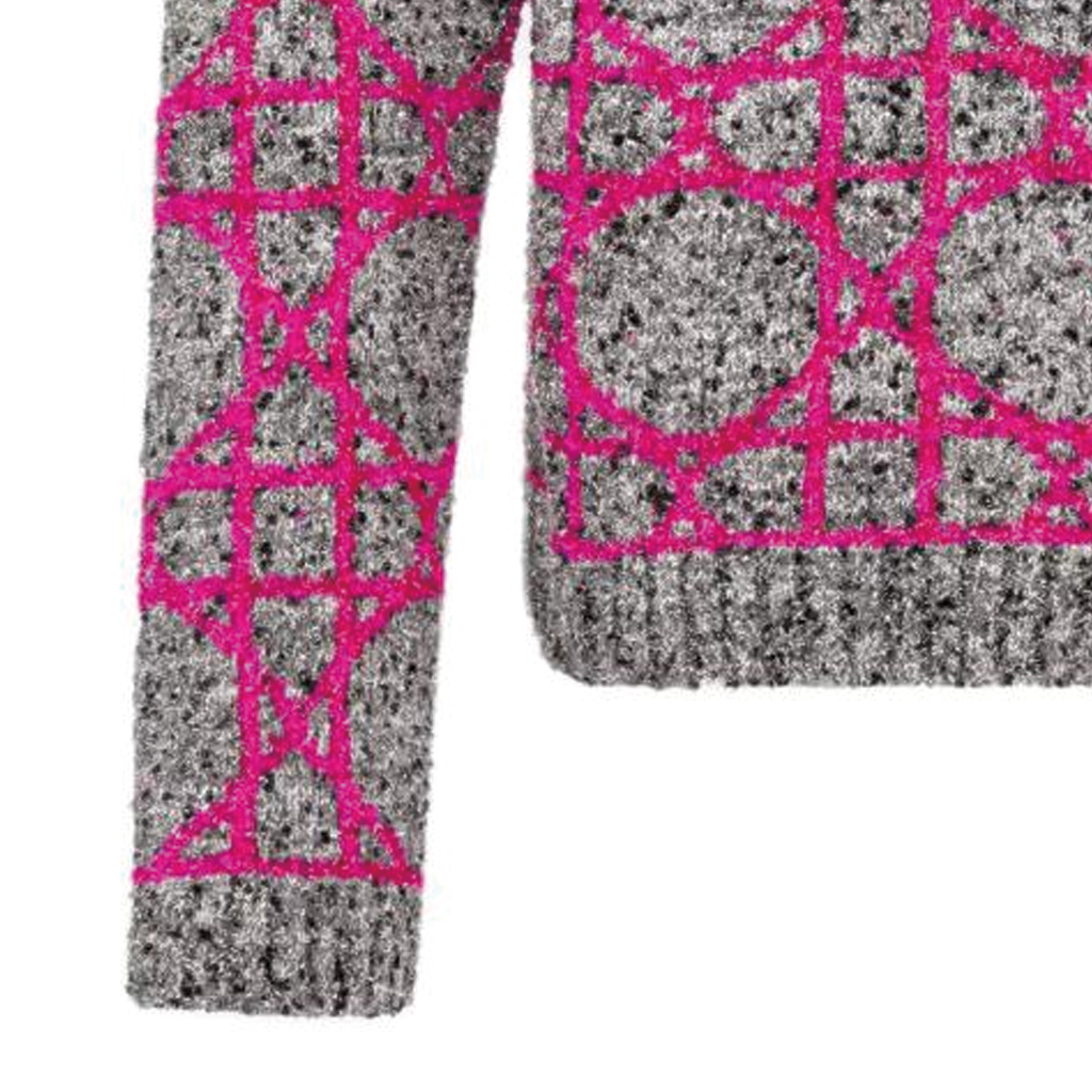 Sizing DIOR SS24 Cannage Knit Crewneck Lengan Panjang Sweater Multicolor. 483M643AT804-C084