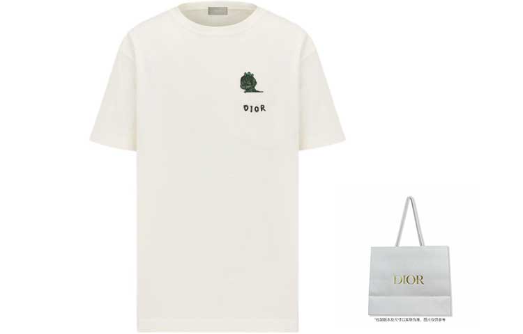 Shop DIOR SS24 Kaos Oversized Crewneck Logo Kartun Graphic. 413J648A0849-C089