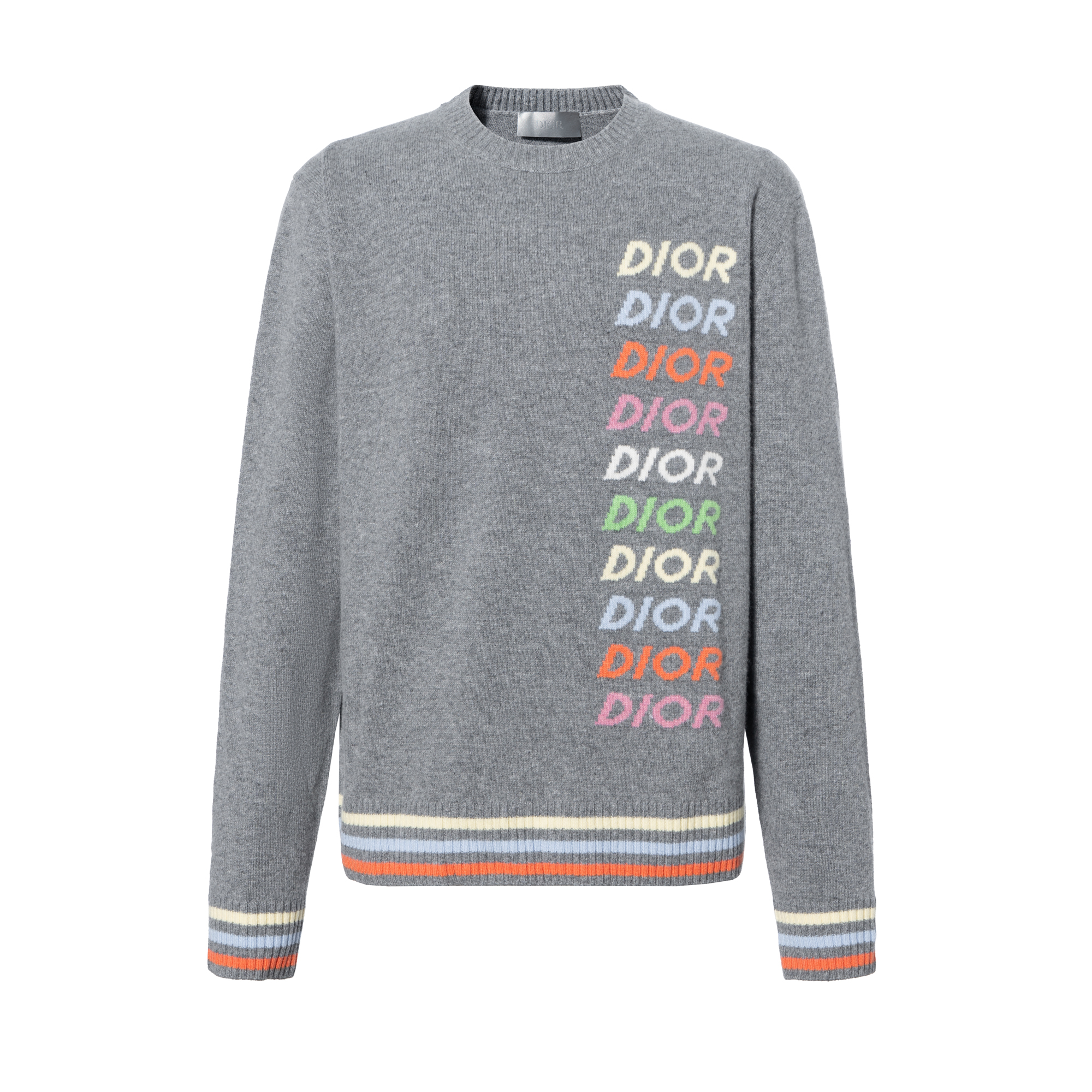 DIOR SS24  Cashmere Sweater with Colorful Logo Embroidery. 413M649AT774-C886