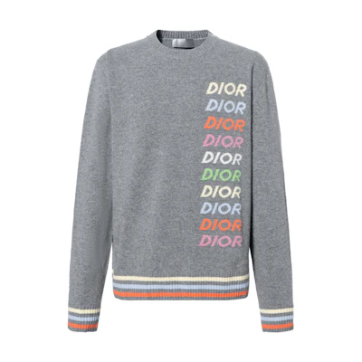 DIOR SS24 Cashmere Sweater with Colorful Logo Embroidery. 413M649AT774-C886