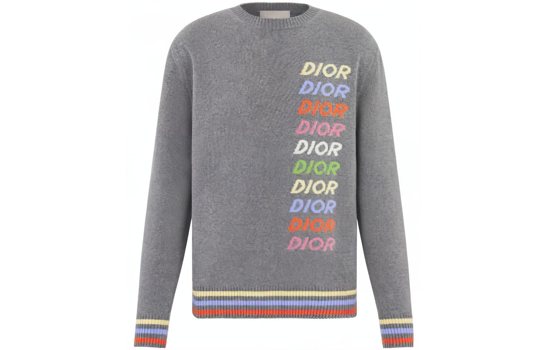 Order DIOR SS24 Sweater Cashmere dengan Bordir Logo Warna-Warni. 413M649AT774-C886