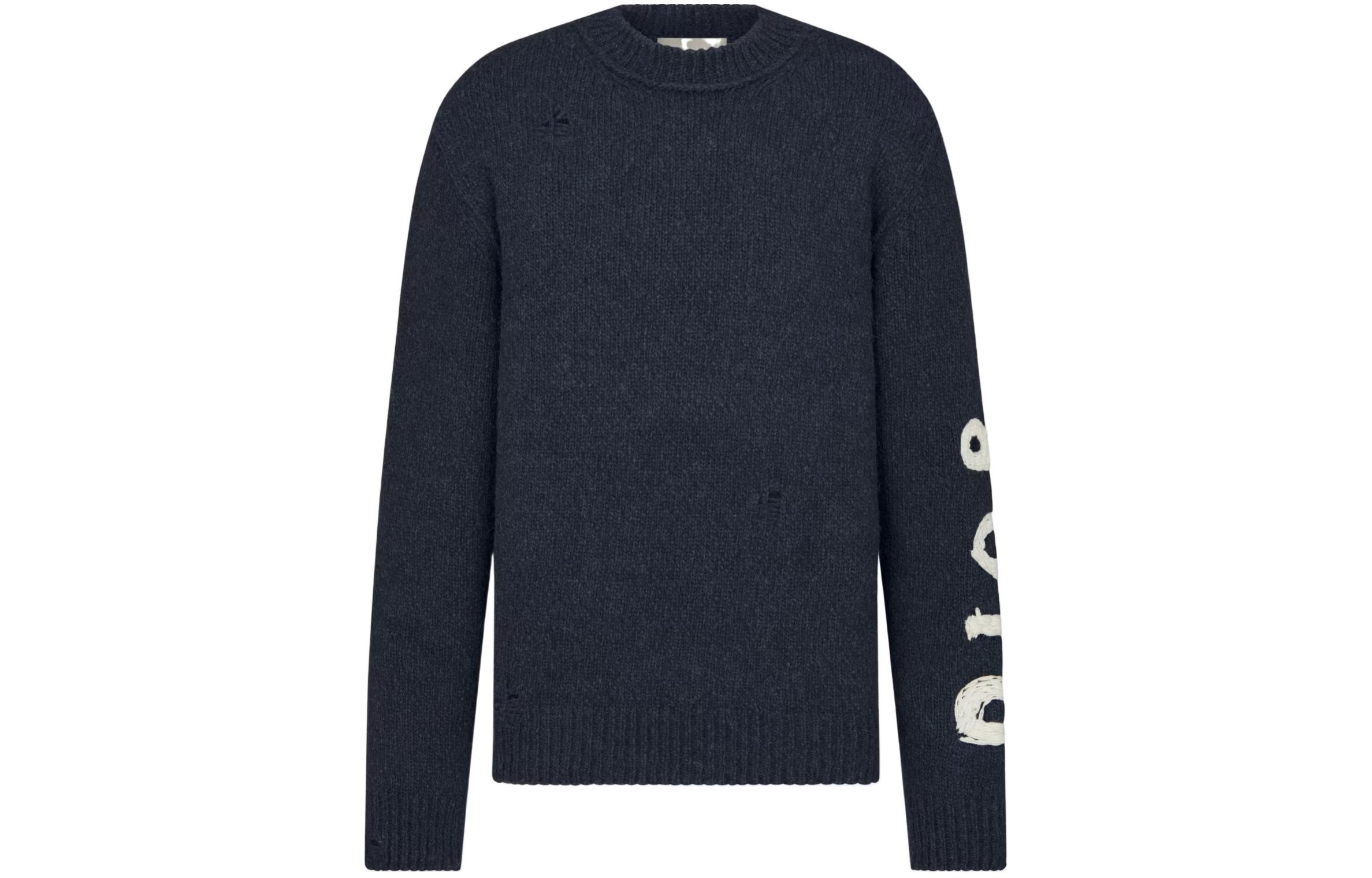 DIOR SS24  Embroidered Knit Crewneck Long Sleeve Sweater 413M651AT742-C580