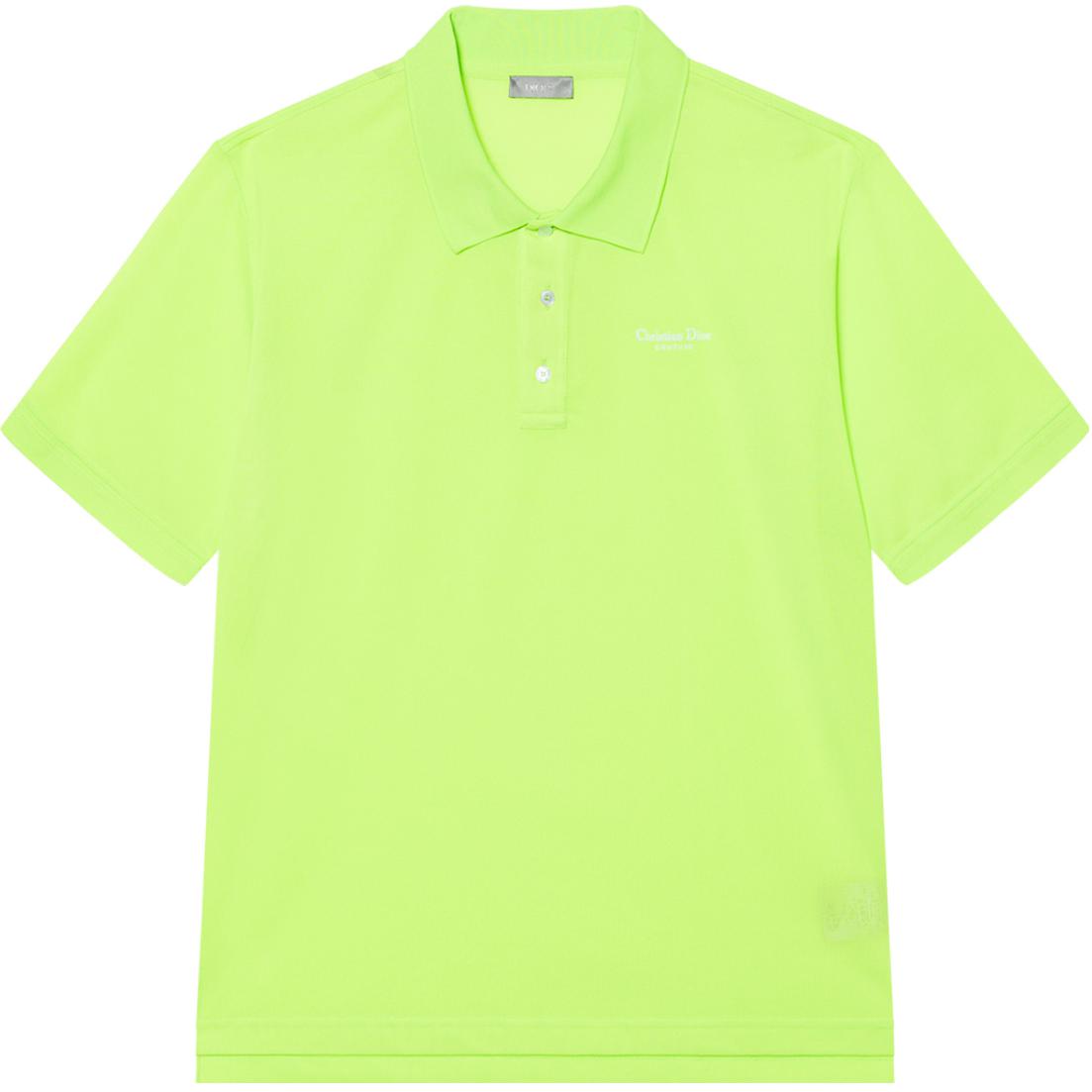 DIOR SS24  Embroidered Logo Polo Shirt Fluorescent Green. 483J834A0931-C680
