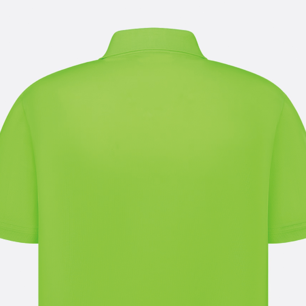 Sizing DIOR SS24 Baju Polo Logo Sulaman Hijau Pendarfluor. 483J834A0931-C680