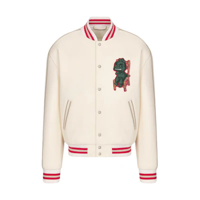 DIOR SS24 Embroidered Striped Letter Logo Cartoon Bomber Jacket. 413J435A0756-C089